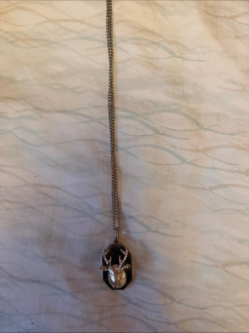 Juicy Couture Silver-tone Deer Pendant Necklace with Black Enamel